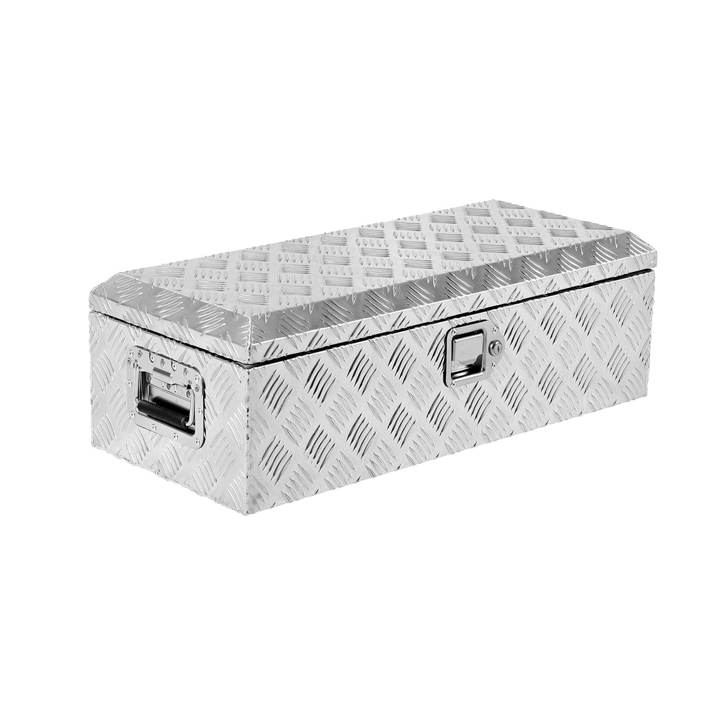 Garvee 30X13 Inch Truck Bed Tool Box, Heavy-Duty Aluminum Diamond Plate Storage Chest, Waterproof with Lock, for Trucks, Trailers, RVs, and Warehouses, Silver