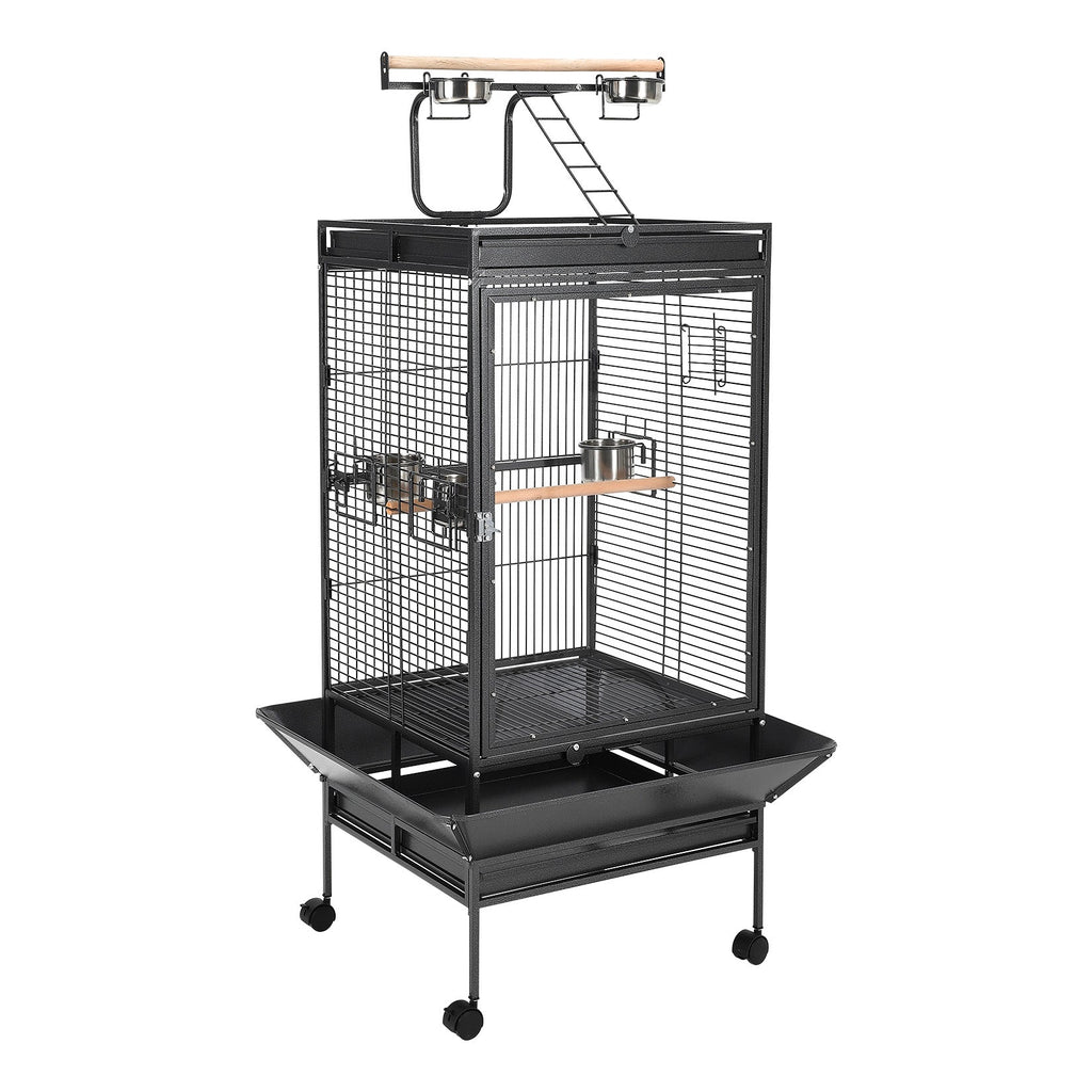 Garvee Large Metal Parrot Cage for Birds, Heavy-Duty Aviary with Acrylic Door, Perches, Stainless Steel Bowls & 360° Wheels, Secure 64.4" Tall Pet Bird Cage for Macaws Cockatoos African Greys