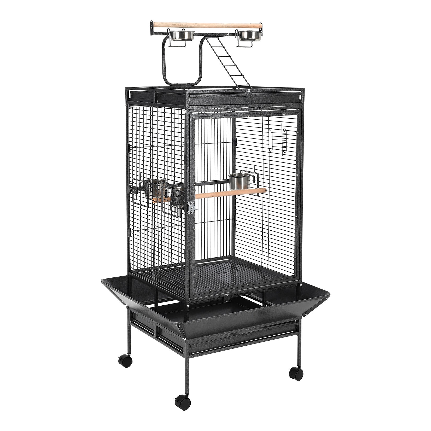 Garvee Large Metal Parrot Cage for Birds, Heavy-Duty Aviary with Acrylic Door, Perches, Stainless Steel Bowls & 360° Wheels, Secure 64.4" Tall Pet Bird Cage for Macaws Cockatoos African Greys