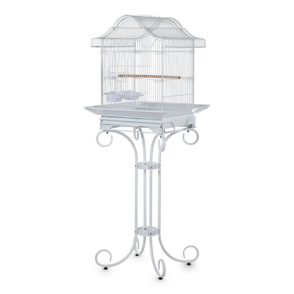 Garvee Decorative Metal Bird Cage with Stand, 57.3” Tall Spacious Aviary with Portable Handle, Removable Tray, 4 Bowls & Perches, Split Design for Parrots, Canaries, Budgies