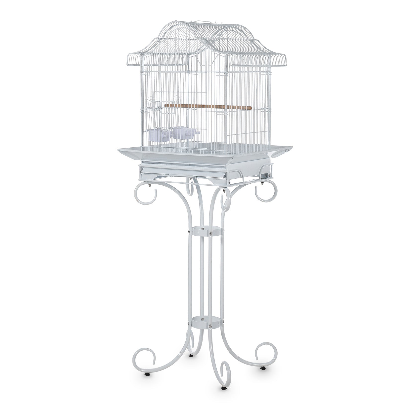 Garvee Decorative Metal Bird Cage with Stand, 57.3” Tall Spacious Aviary with Portable Handle, Removable Tray, 4 Bowls & Perches, Split Design for Parrots, Canaries, Budgies