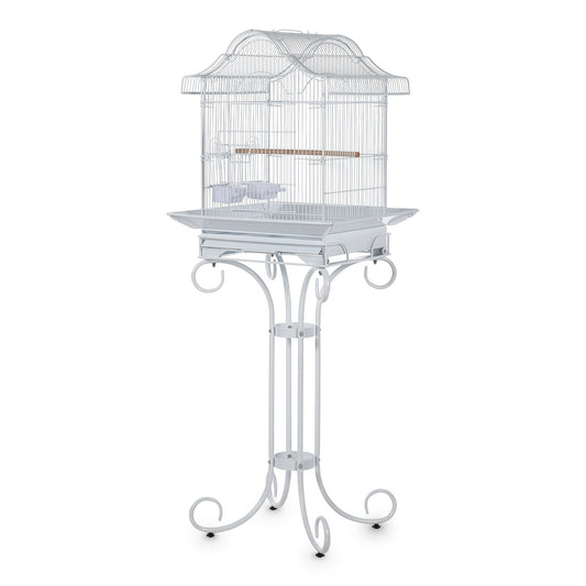 Garvee Decorative Metal Bird Cage with Stand, 57.3” Tall Spacious Aviary with Portable Handle, Removable Tray, 4 Bowls & Perches, Split Design for Parrots, Canaries, Budgies