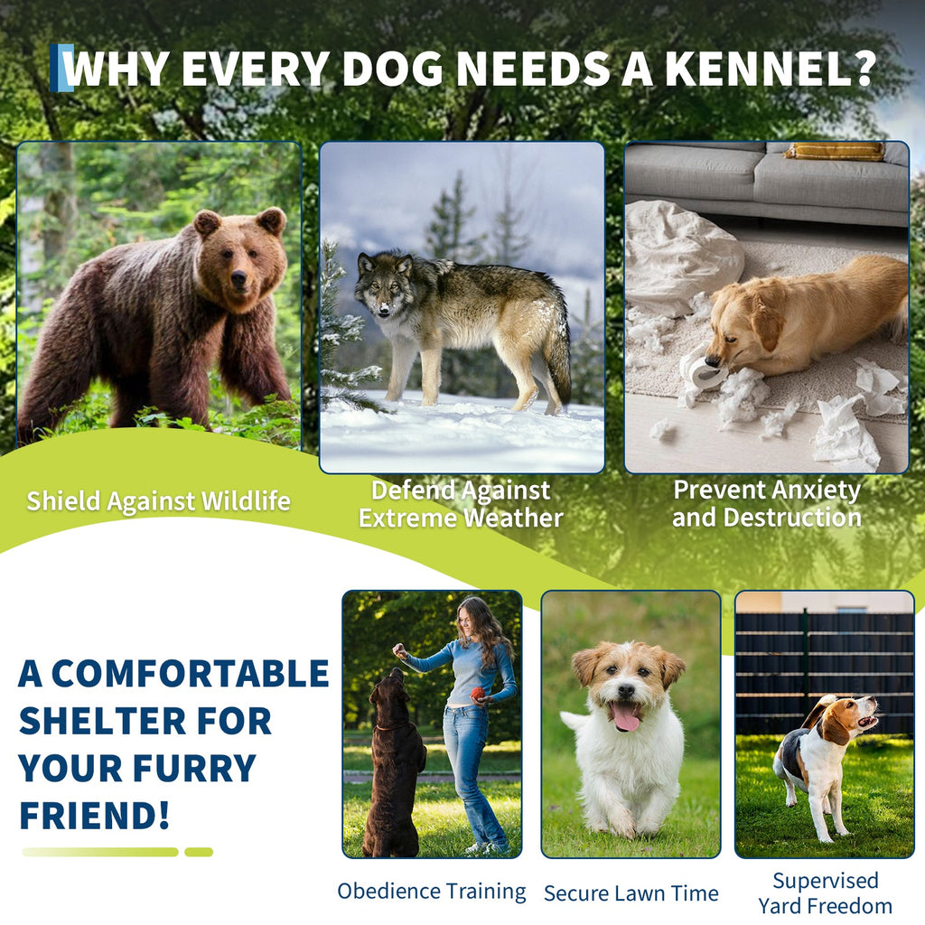 Garvee Large Outdoor Dog Kennel with Waterproof & UV-Resistant Cover, Galvanized Chain Link Dog Enclosure, Outside Dog Kennel with Roof for Backyard Farm Use, 10x10x6ft
