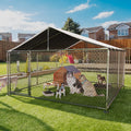 Garvee Large Outdoor Dog Kennel with Waterproof & UV-Resistant Cover, Galvanized Chain Link Dog Enclosure, Outside Dog Kennel with Roof for Backyard Farm Use, 10x10x6ft