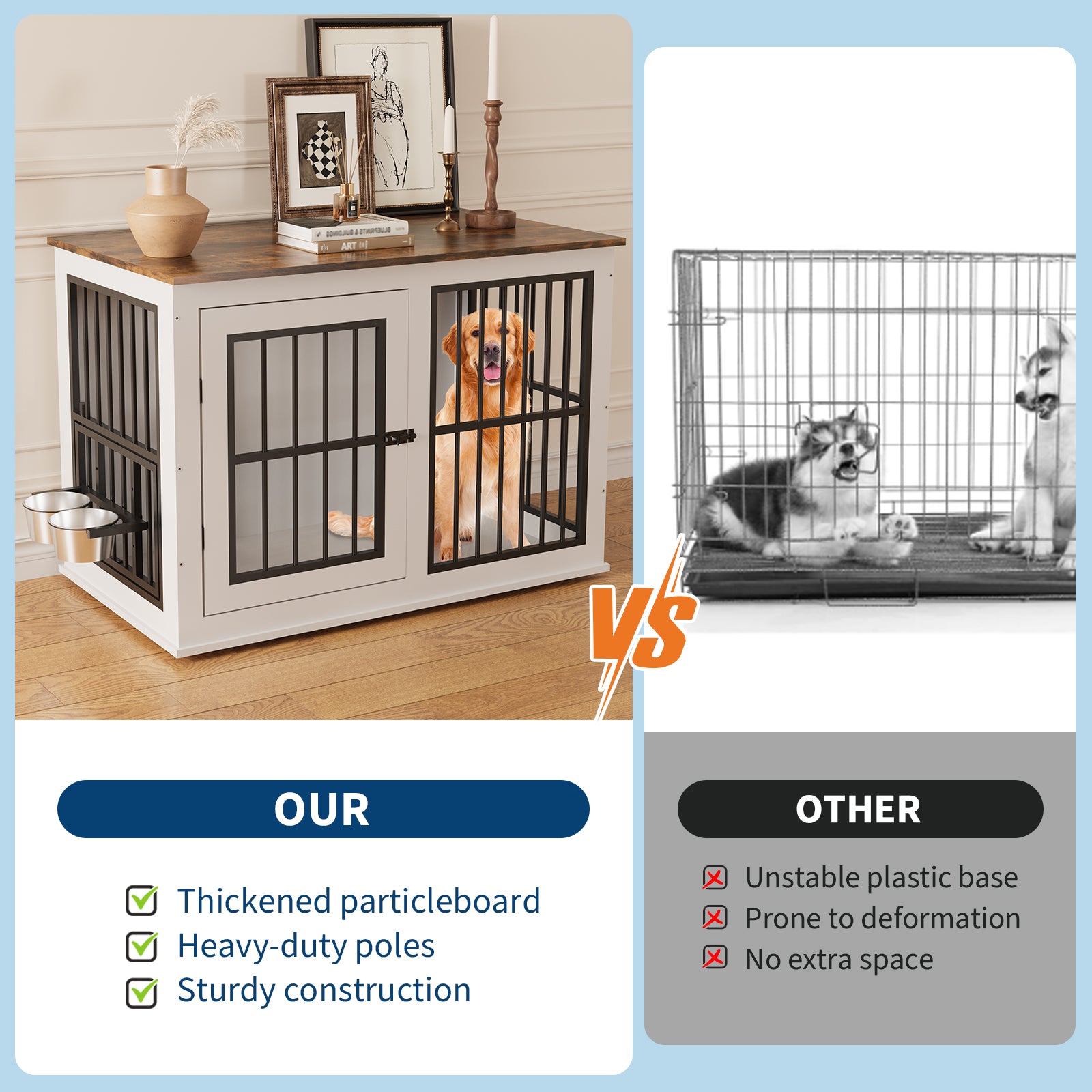 Garvee Heavy Duty Dog Crate Furniture with Lift Top, 39.7" Large Wood Dog Cage, Durable Construction, Easy Installation, Indoor Furniture Style Dog Kennel for Large /Medium Dogs, White