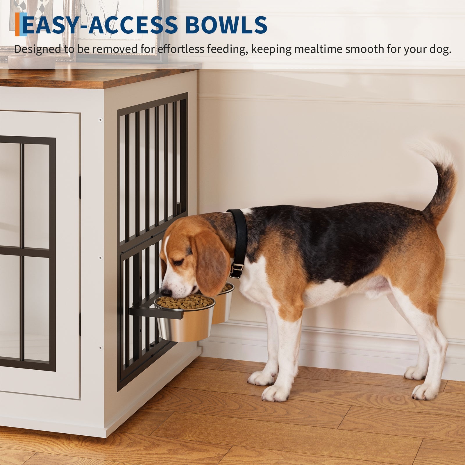 Garvee Heavy Duty Dog Crate Furniture with Lift Top, 39.7" Large Wood Dog Cage, Durable Construction, Easy Installation, Indoor Furniture Style Dog Kennel for Large /Medium Dogs, White
