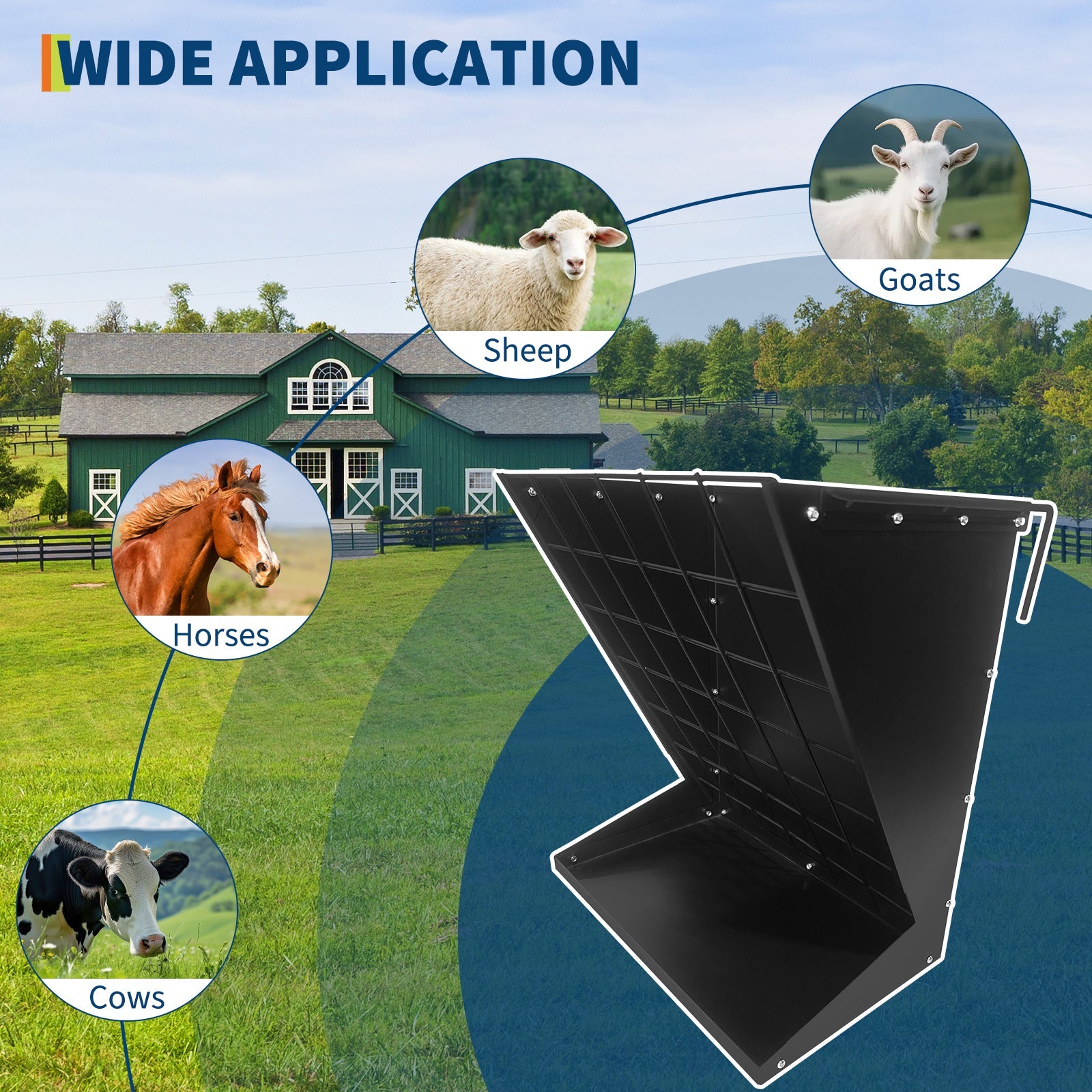 Garvee 2-in-1 Hay Feeder, Wall Mount Hay Rack for Horses, Heavy Duty Steel Hanging Livestock Feeder for Small Goats Sheep Cattle, Easy Assembly, Black