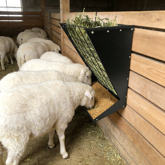 Garvee 2-in-1 Hay Feeder, Wall Mount Hay Rack for Horses, Heavy Duty Steel Hanging Livestock Feeder for Small Goats Sheep Cattle, Easy Assembly, Black