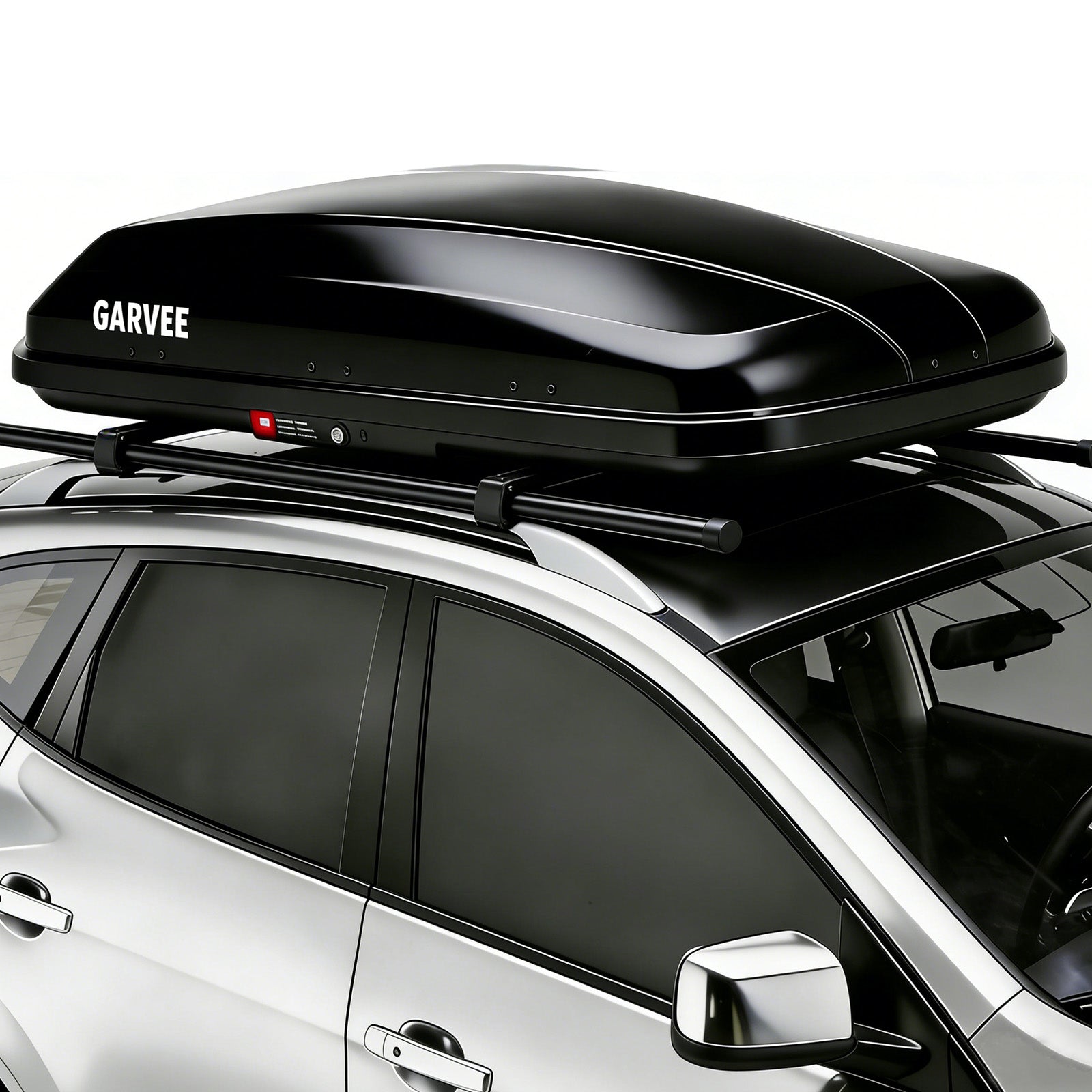 Garvee 62 Inch Rooftop Cargo Box Carrier Hard Shell Roof Rack Cargo Carrier for Cars and SUVs 14 Cubic Ft Waterproof Black Dual Side Opening