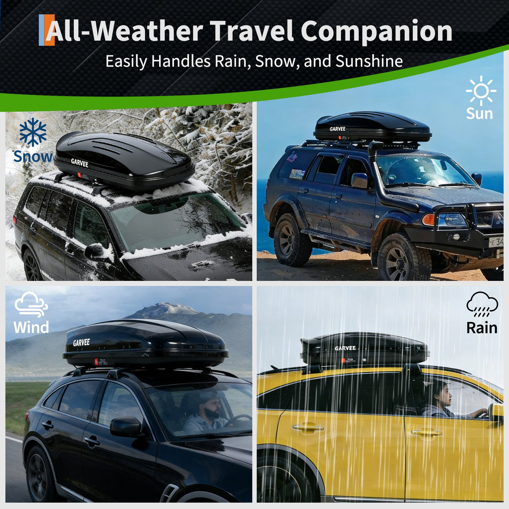 Garvee 49 Inch Rooftop Cargo Box Carrier - 10 Cubic Ft Hard Shell Roof Rack Storage with Security Keys, 165 lbs Capacity, Waterproof, Dual-Side Opening