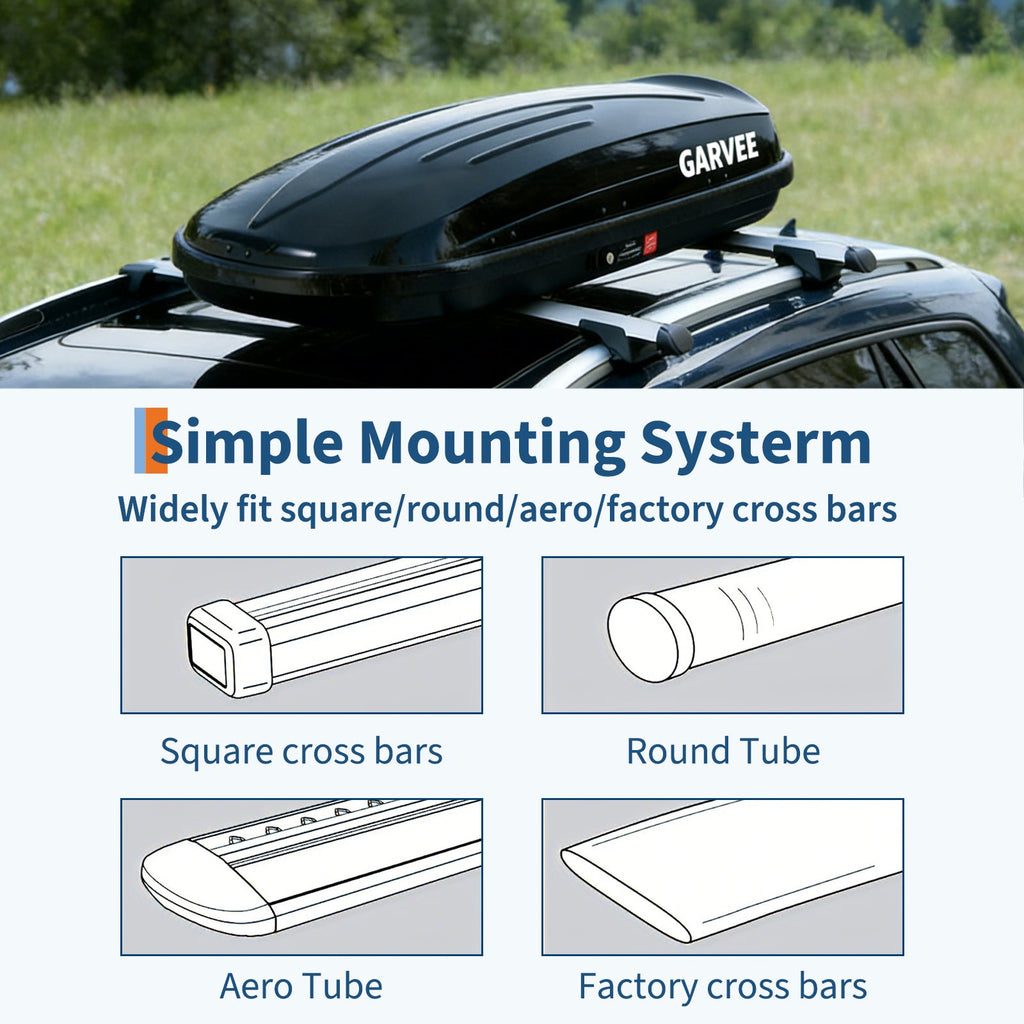Garvee 49 Inch Rooftop Cargo Box Carrier - 10 Cubic Ft Hard Shell Roof Rack Storage with Security Keys, 165 lbs Capacity, Waterproof, Dual-Side Opening
