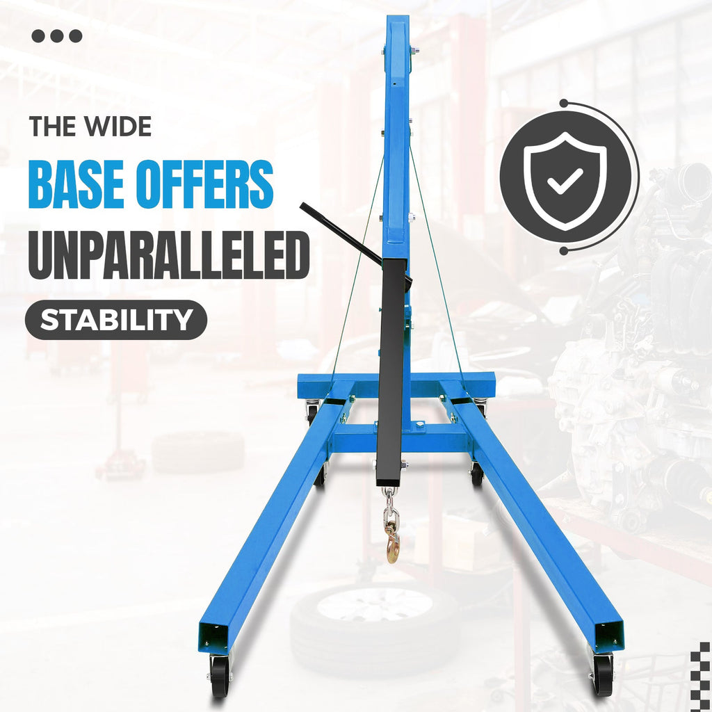 Garvee 2 Ton Hydraulic Cherry Picker Engine Hoist, Foldable Crane Lifter, Workshop, Warehouse, Auto Repair, 4400LBS, Red
