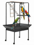 Garvee Parrot Playstand with Wheels, Bird Cage Stand Activity Play Center, Indoor Outdoor Playground, 23x33x66 Inches, Black Hammertone