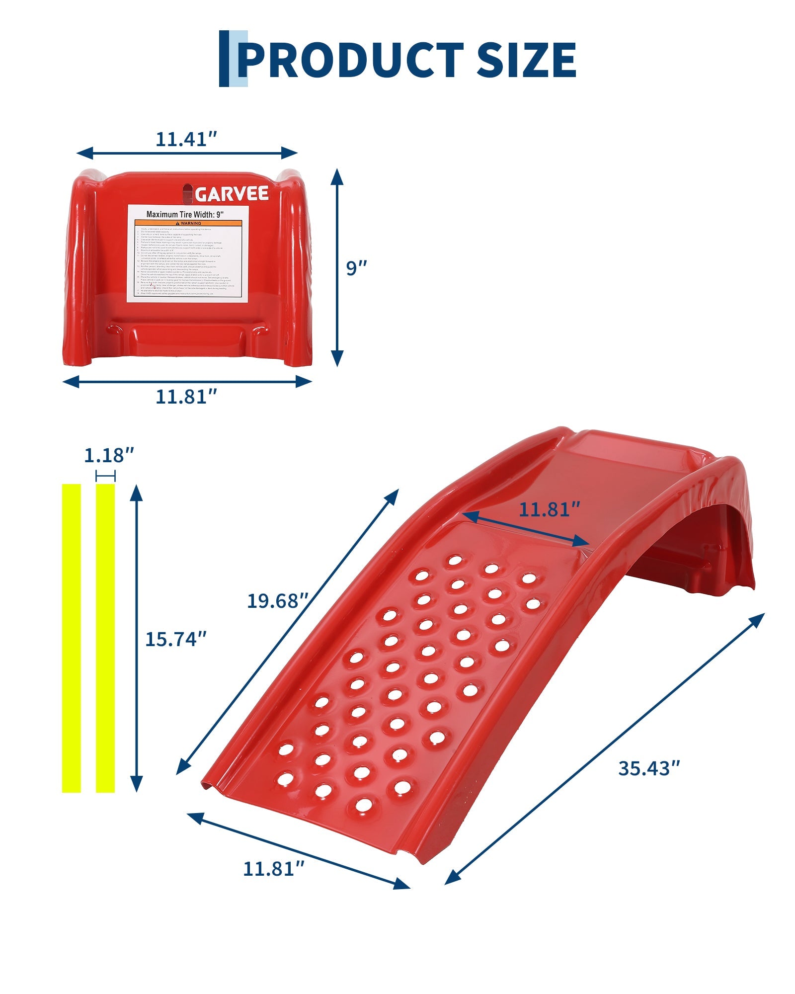Garvee 8 Inch Lift Solid Steel Car Ramps, Heavy Duty Auto Truck Ramps for Oil Change and Car Repair, 2 Pack Red, 8000 LBS Capacity