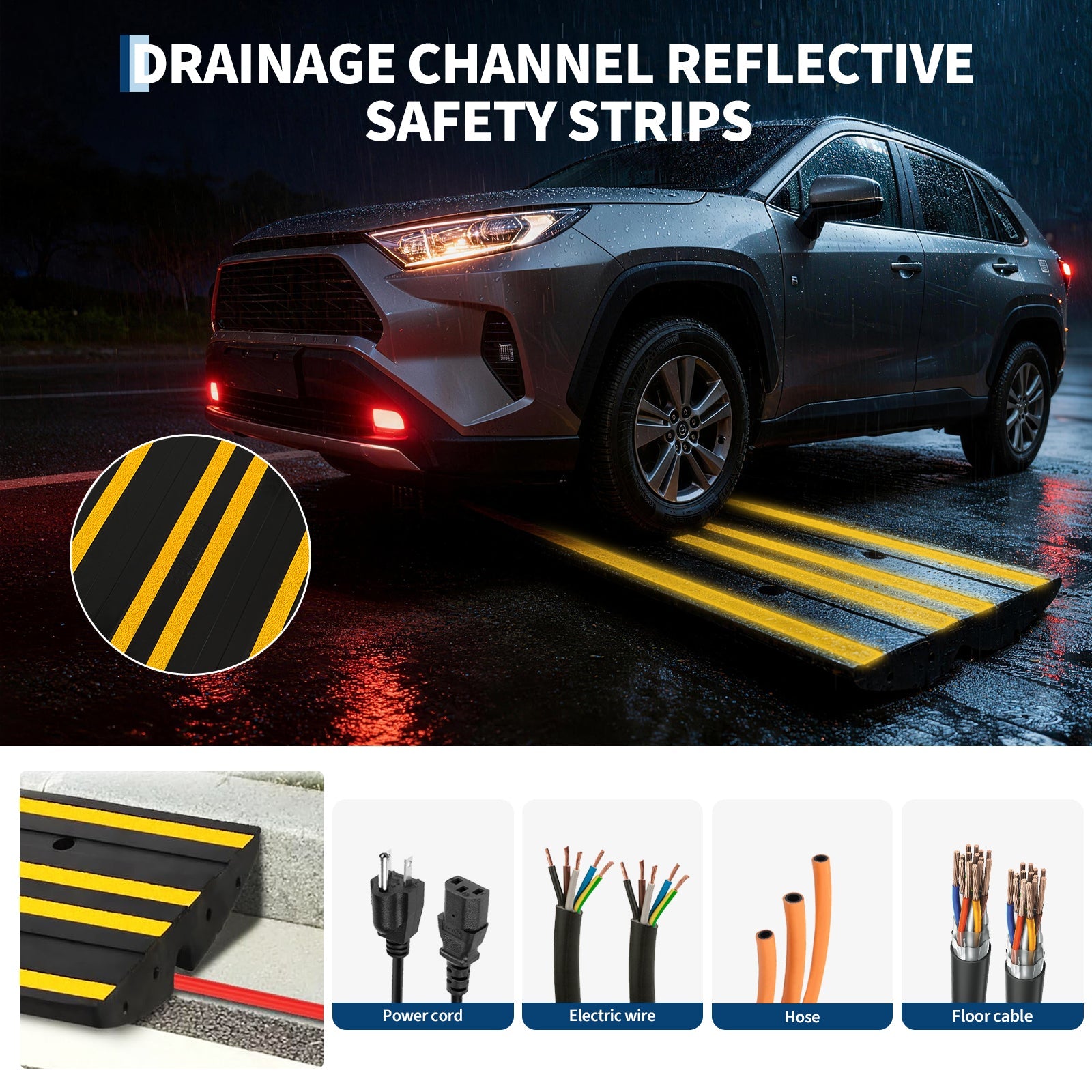Garvee Heavy Duty Rubber Curb Ramp 48 Inch Low Profile Driveway Ramp 2.6 Inch Rise Black for Garage Sidewalk Car SUV RV Wheelchair