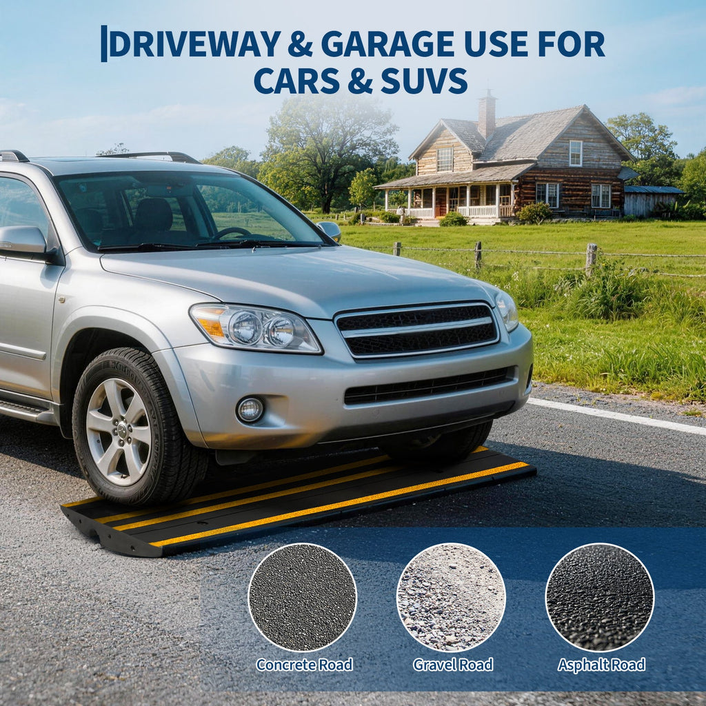 Garvee Heavy Duty Rubber Curb Ramp 48 Inch Low Profile Driveway Ramp 2.6 Inch Rise Black for Garage Sidewalk Car SUV RV Wheelchair