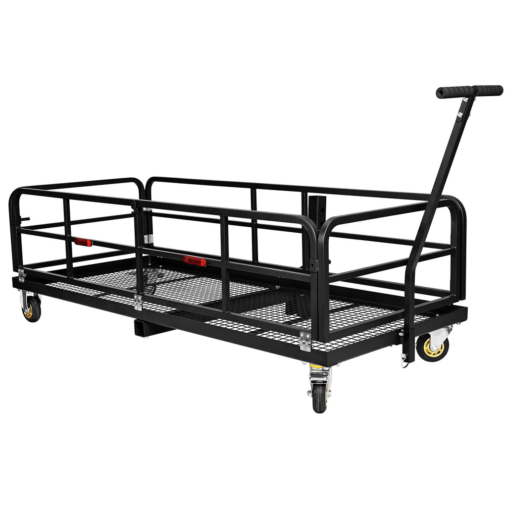 Garvee Hitch-Mounted Cargo Basket, 750 LBS Folding Carrier with Wheels & Handle, Fits 2" Receiver, Heavy Duty Luggage Storage for SUV, RV, Truck, Trailer