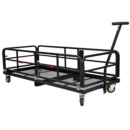 Garvee Hitch-Mounted Cargo Basket, 750 LBS Folding Carrier with Wheels & Handle, Fits 2" Receiver, Heavy Duty Luggage Storage for SUV, RV, Truck, Trailer