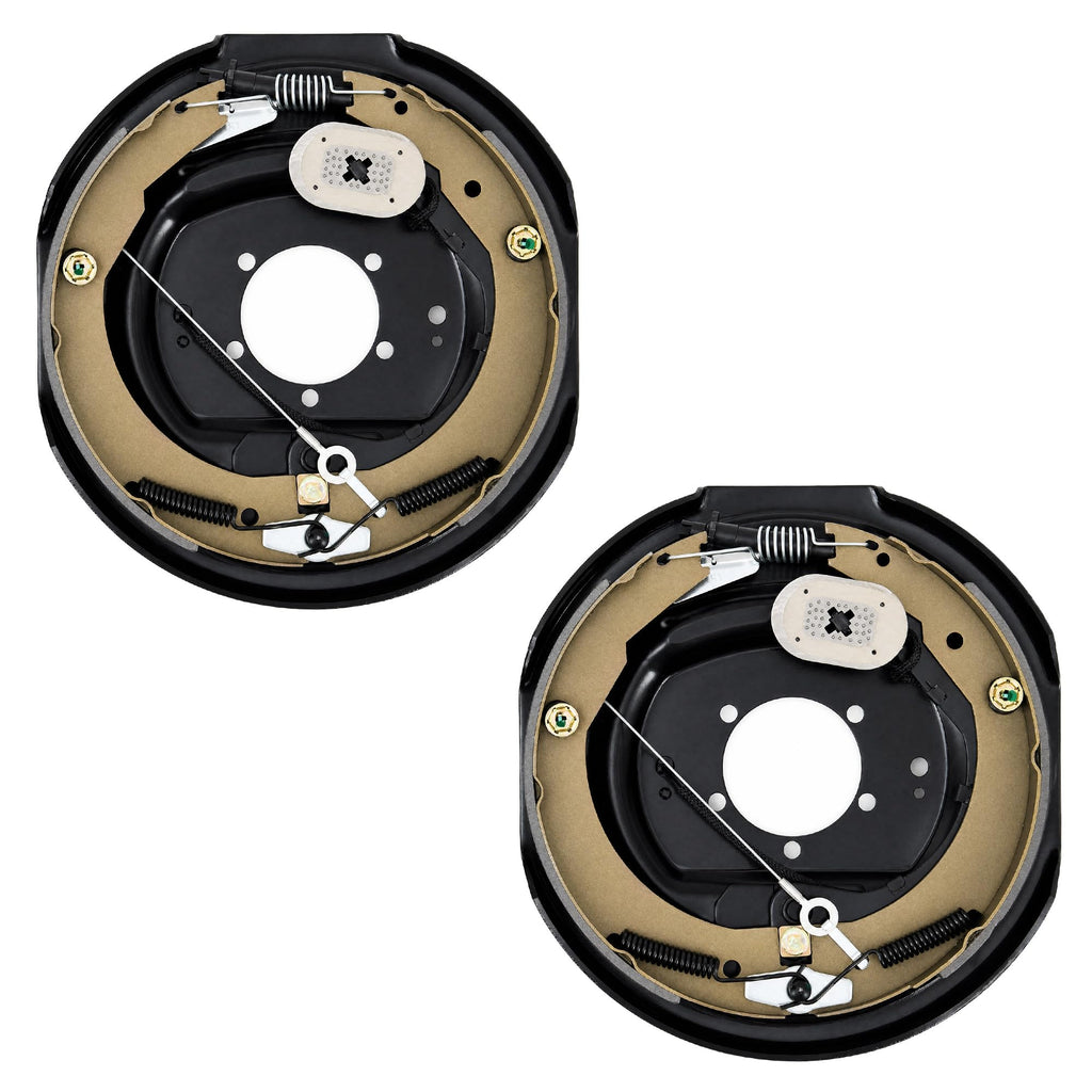 Garvee 12" x 2" Electric Trailer Brake Assembly, Self-Adjusting Electric Brakes Kit for 7000 Lbs Axle, 5-Hole Mounting Brake Backing Plates, Left & Right Side Braking System Replacement Parts, 1 Pair