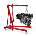Garvee Engine Hoist Cherry Picker 2 Ton Folding Hydraulic Shop Crane with Telescopic Boom 24-48" Reach, Red