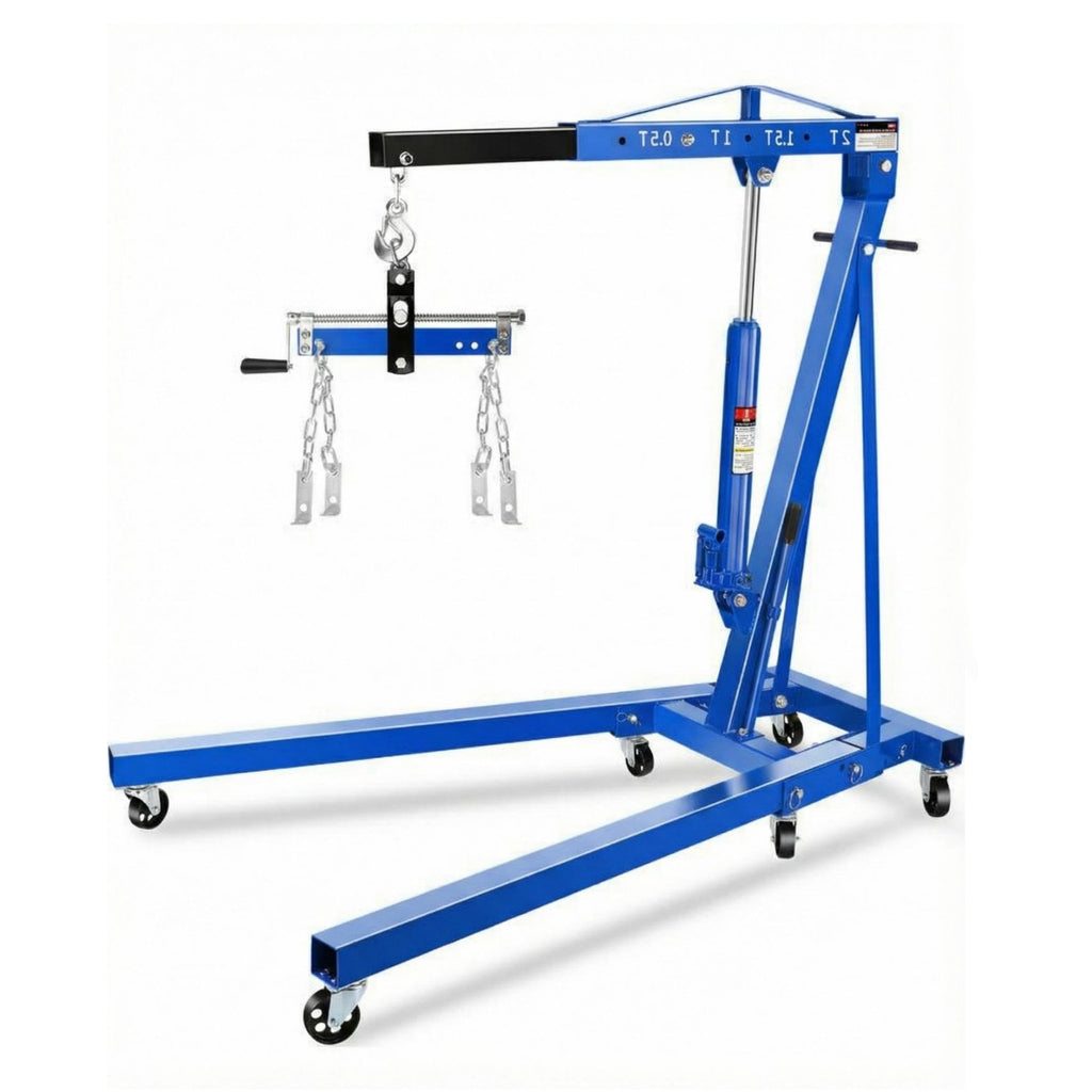 Garvee 2 Ton Engine Hoist Cherry Picker 4400 Lbs Capacity Foldable Steel Frame 6 Casters Hydraulic Portable for Trucks & Boats