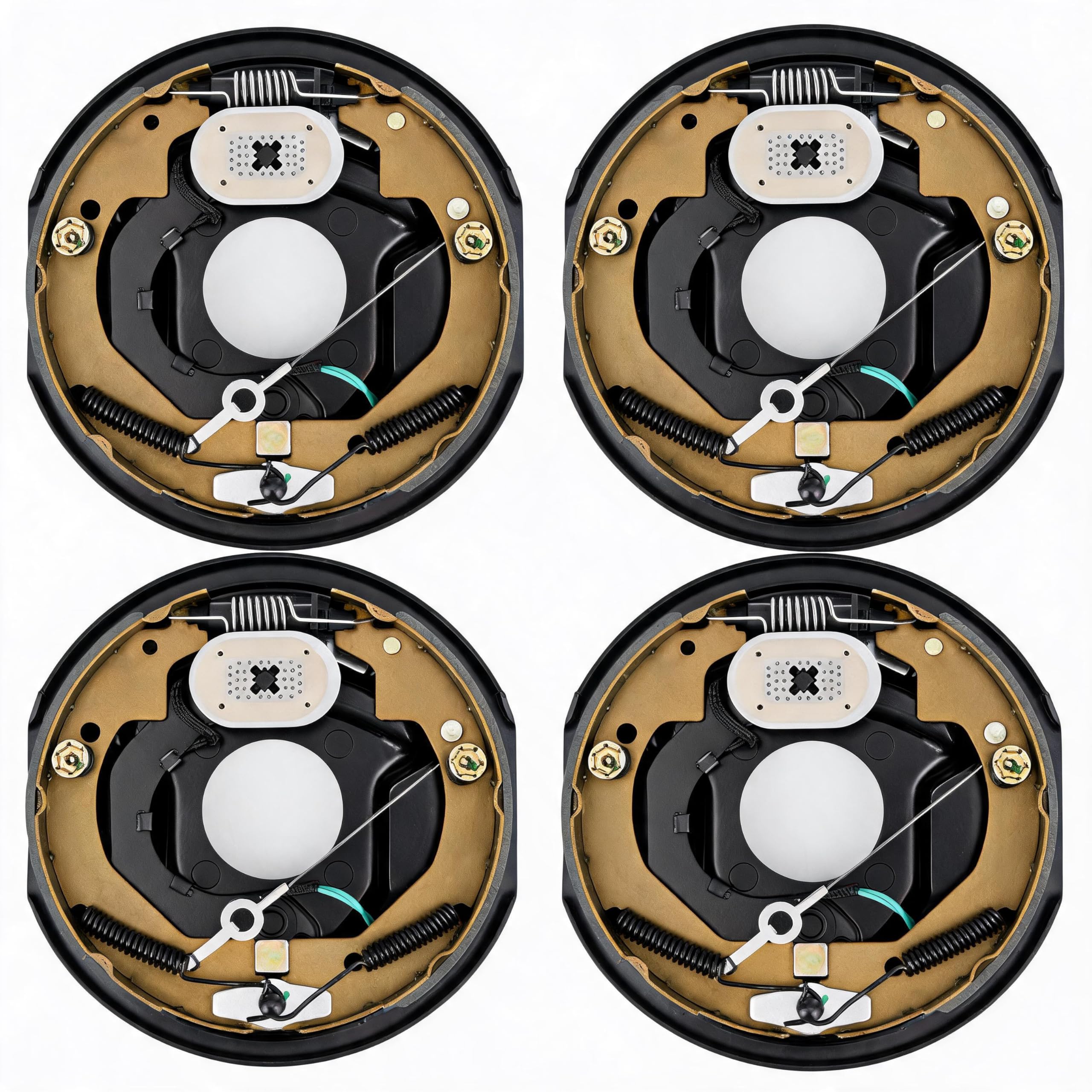 Garvee 10"x2-1/4" Electric Trailer Brake Assembly, Self-Adjusting Electric Brakes Kit for 3500 Lbs Axle, 4-Hole Mounting Brake Backing Plates, Left & Right Side Braking System Replacement Parts, 2 Pair