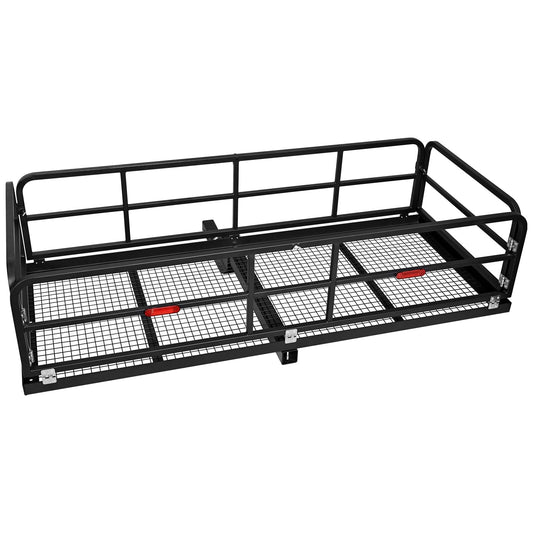 Garvee Hitch-Mounted Cargo Basket, 750 Lbs Capacity Vehicle Cargo Carrier Fit 2" Receiver with High Side Rails Fits 2" Receiver Stabilizer for Suv, Rv, Truck, Trailer, Pickup