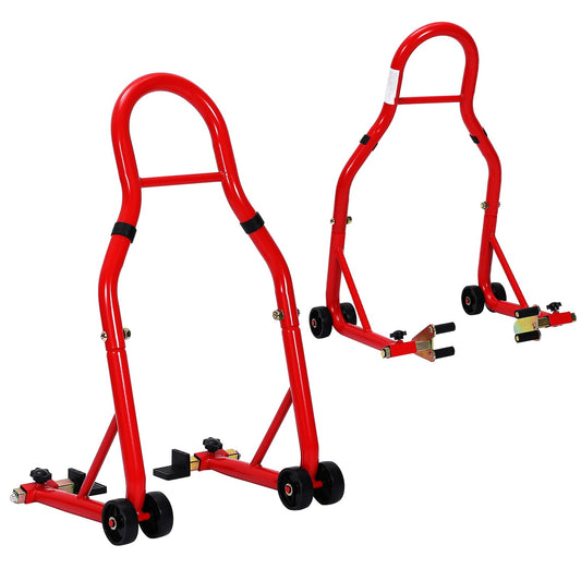 Garvee Heavy Duty Motorcycle Stand Lift 900 lbs Capacity Adjustable Steel Frame Front & Rear Combo Universal Fit for Repairs Maintenance Storage
