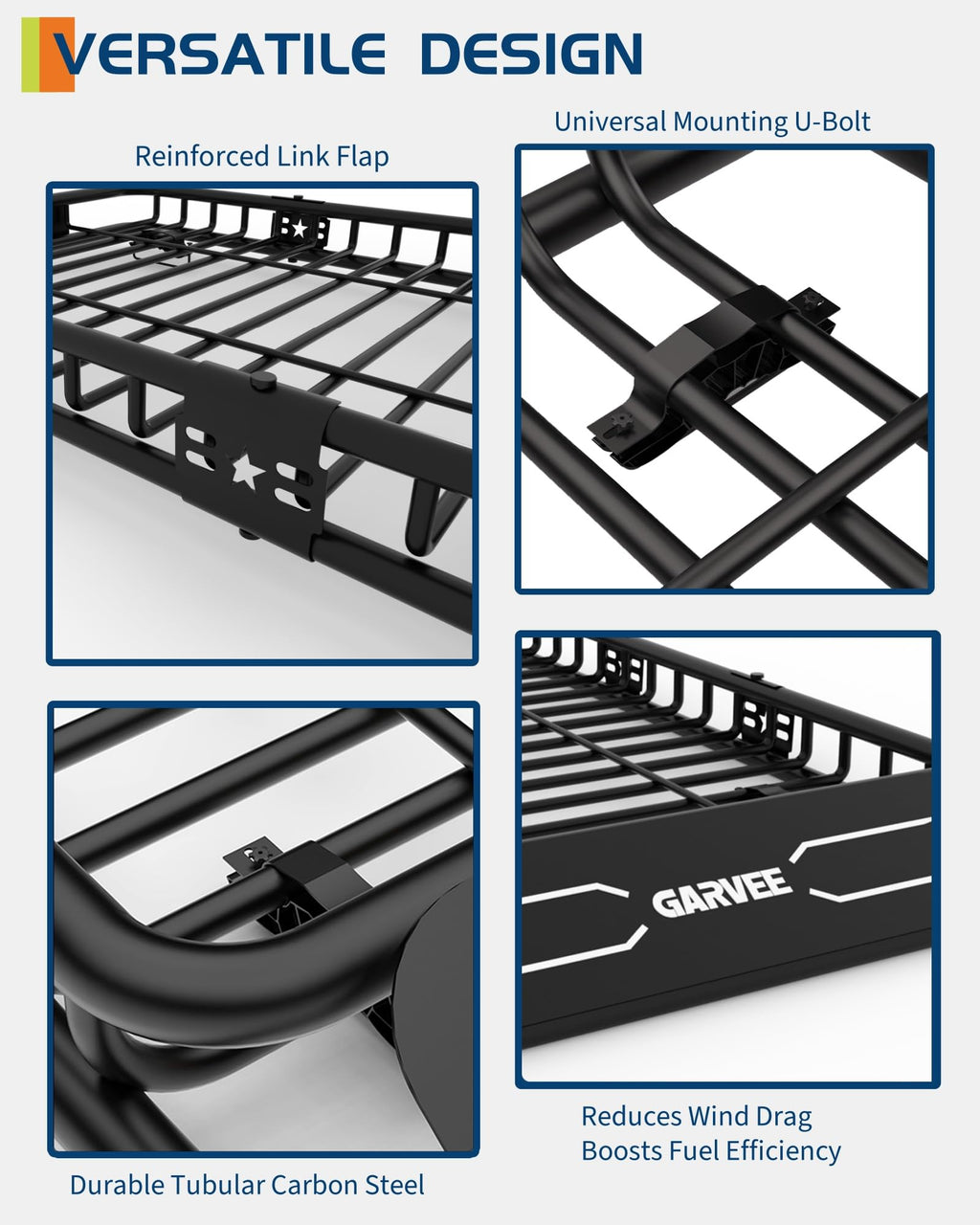 Garvee Spider 51"x 36"x 5" Roof Rack Basket Rooftop Cargo Carrier with Extension Black Car Top Luggage Holder Universal for SUV Cars