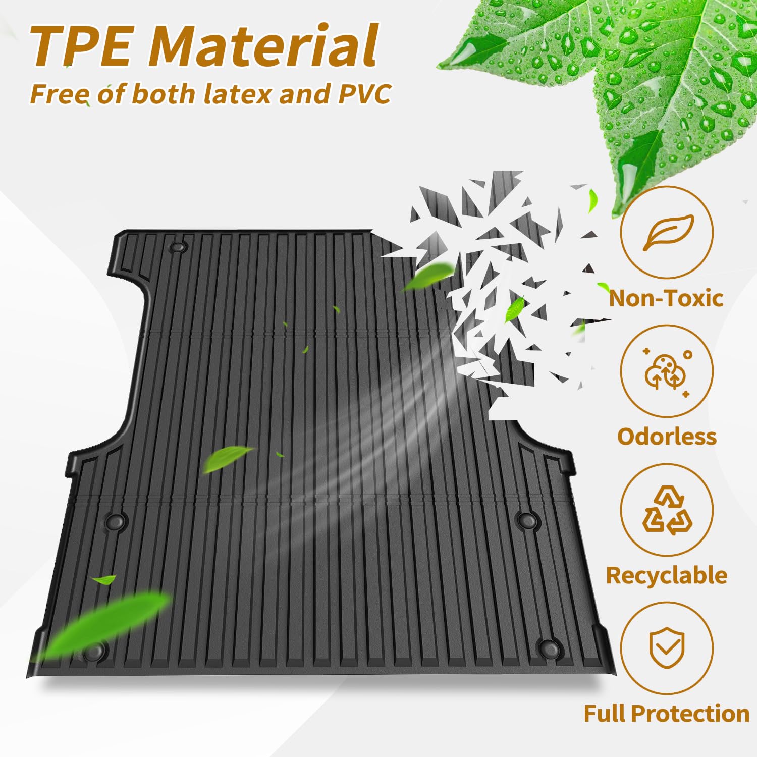 Garvee 4FT Truck Bed Mat for Hyundai Santa Cruz 2022-2025, Heavy Duty All-Weather TPE, Custom Fit, Easy Clean, Durable Pickup Trunk Liner