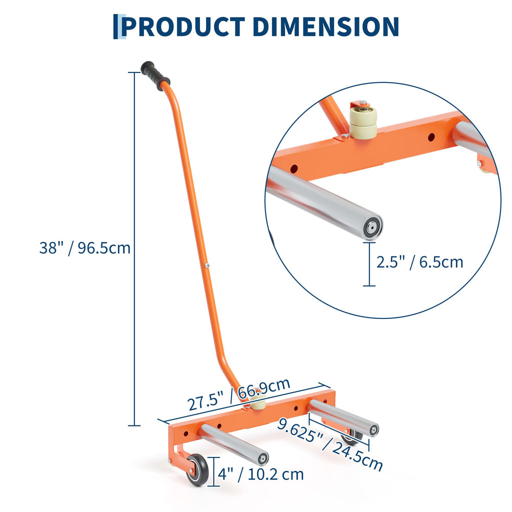 Garvee Adjustable Tire Dolly, Heavy-Duty, 350 lbs Capacity with 360° Rotatable Wheels, Steel Construction and Rust-Resistant Coating for Garage, Workshop, and Auto Repair, Orange