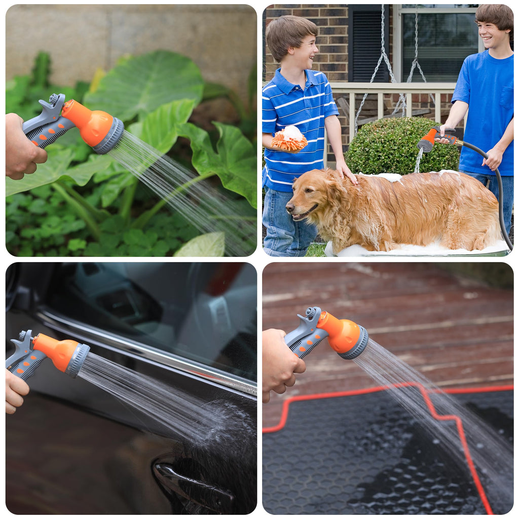 Garvee 1/2 in × 100 ft Retractable Garden Hose Reel, Wall Mount Auto Rewind, 9-Pattern Nozzle