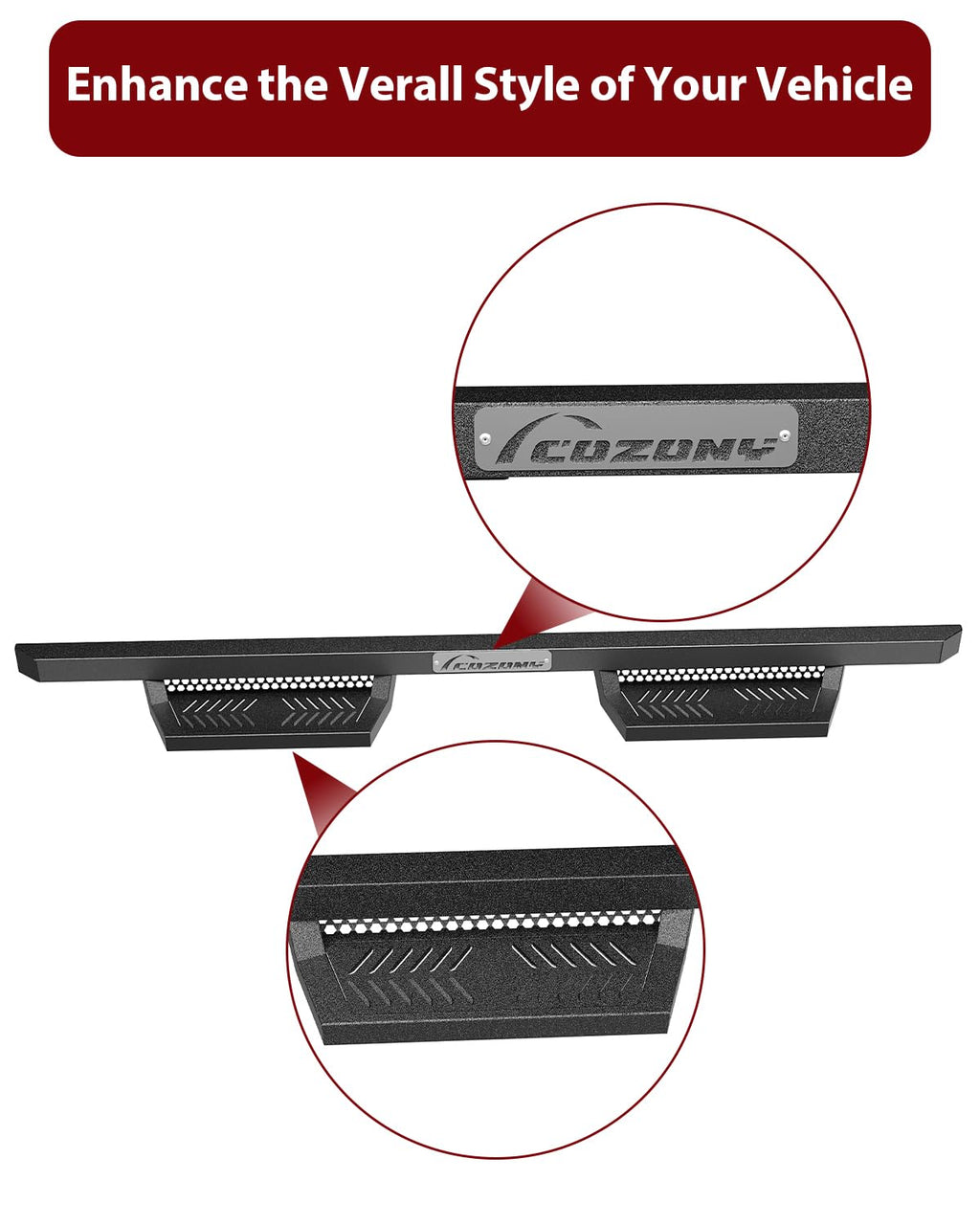 Garvee Running Boards for 2005-2022 Toyota Tacoma Double Cab 450LB Load Capacity Non-Slip Powder Coated Carbon Steel Off-Road Rock Sliders