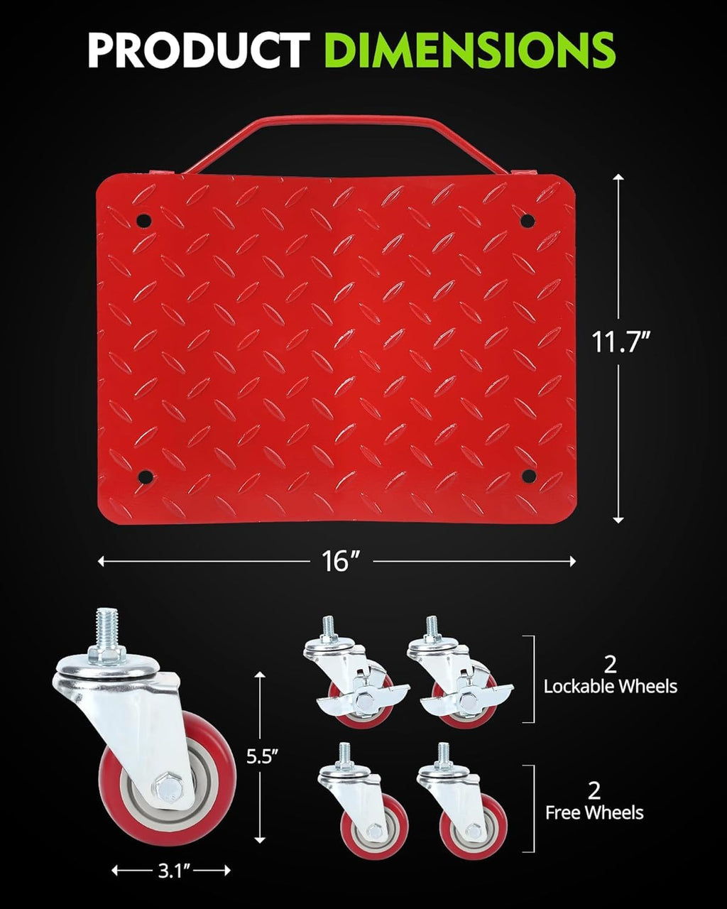 Garvee Heavy Duty 8000lbs Car Wheel Dolly Set of 4 - V-Shaped Anti-Skid Lockable Wheels - Global Vehicle Rollers for Cars, Trucks, SUVs, Trailers, Motorcycles, Boats, Tractors - Color: System Default