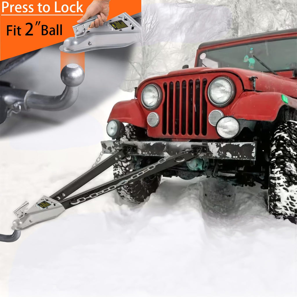 Garvee Tow Bar for Vehicles, 5000 lbs Capacity Adjustable Towing Bar with Bumper Mount, 2 Chains, and Universal Coupler for 2-Inch Ball Hitch, Fits Jeeps, Trucks, SUVs, RVs, Boats, and Trailers