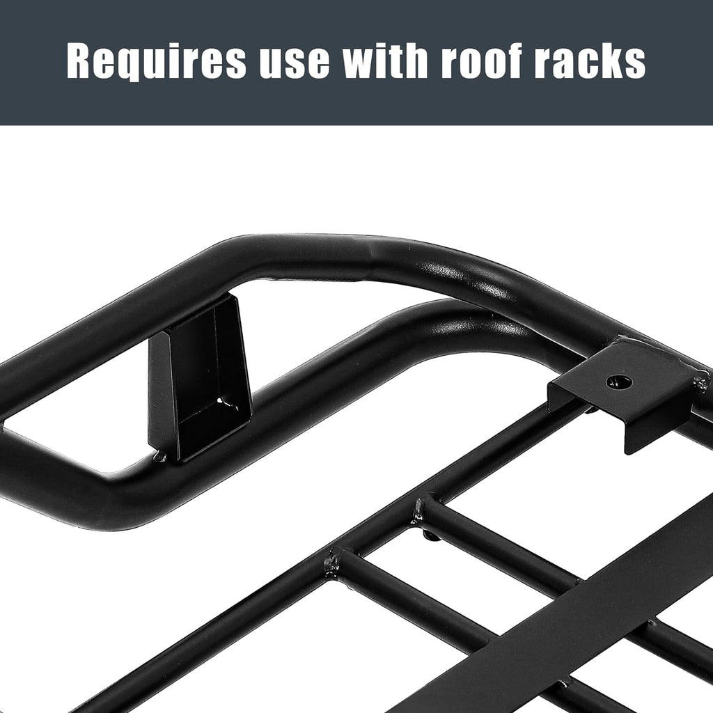 Garvee 50"x38"x6.3" Rooftop Cargo Basket, 165 lbs Capacity Lightweight Anti-Rust Roof Rack for SUVs, Cars & Trucks