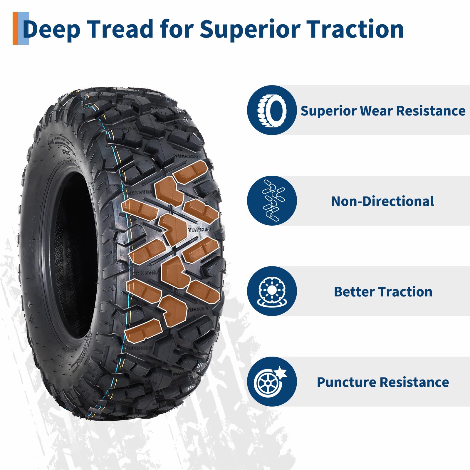 Garvee 27x12-12 ATV Tires (Set of 2) - 6PR Tubeless Heavy-Duty All-Terrain Tires for ATV/UTV, Ideal for Mud, Sand, Dirt, Snow, & Off-Road