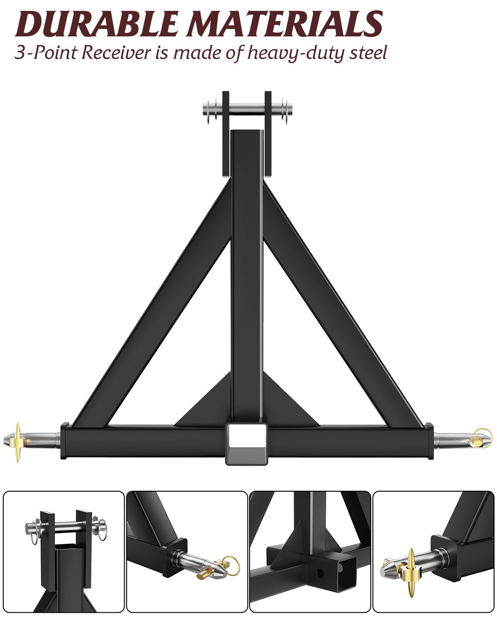 Garvee 3 Point 2" Trailer Hitch Receiver Fits Category 1 Tractor, Tow Drawbar Adapter Attachments, Quick Hitch Compatible.