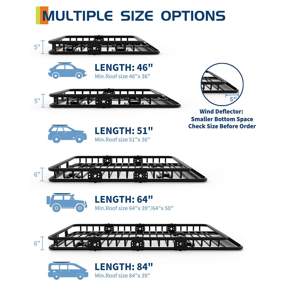 Garvee 46" x 36" Universal Roof Rack Carrier Basket, 200 LBS Capacity Rooftop Cargo Rack, Car Top Luggage Holder Basket Heavy Duty for SUVs, Trucks, Vehicles