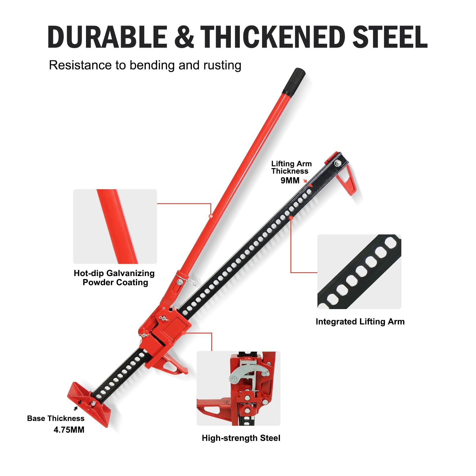 Garvee 3 Ton Farm Jack, 33" Utility Farm Jack, 6600 Lbs Capacity Ratcheting Off Road Utility Jack, Heavy-Duty Farm Jack Foratv, Utv, SUV, Tractor, Truck, Universal Jack