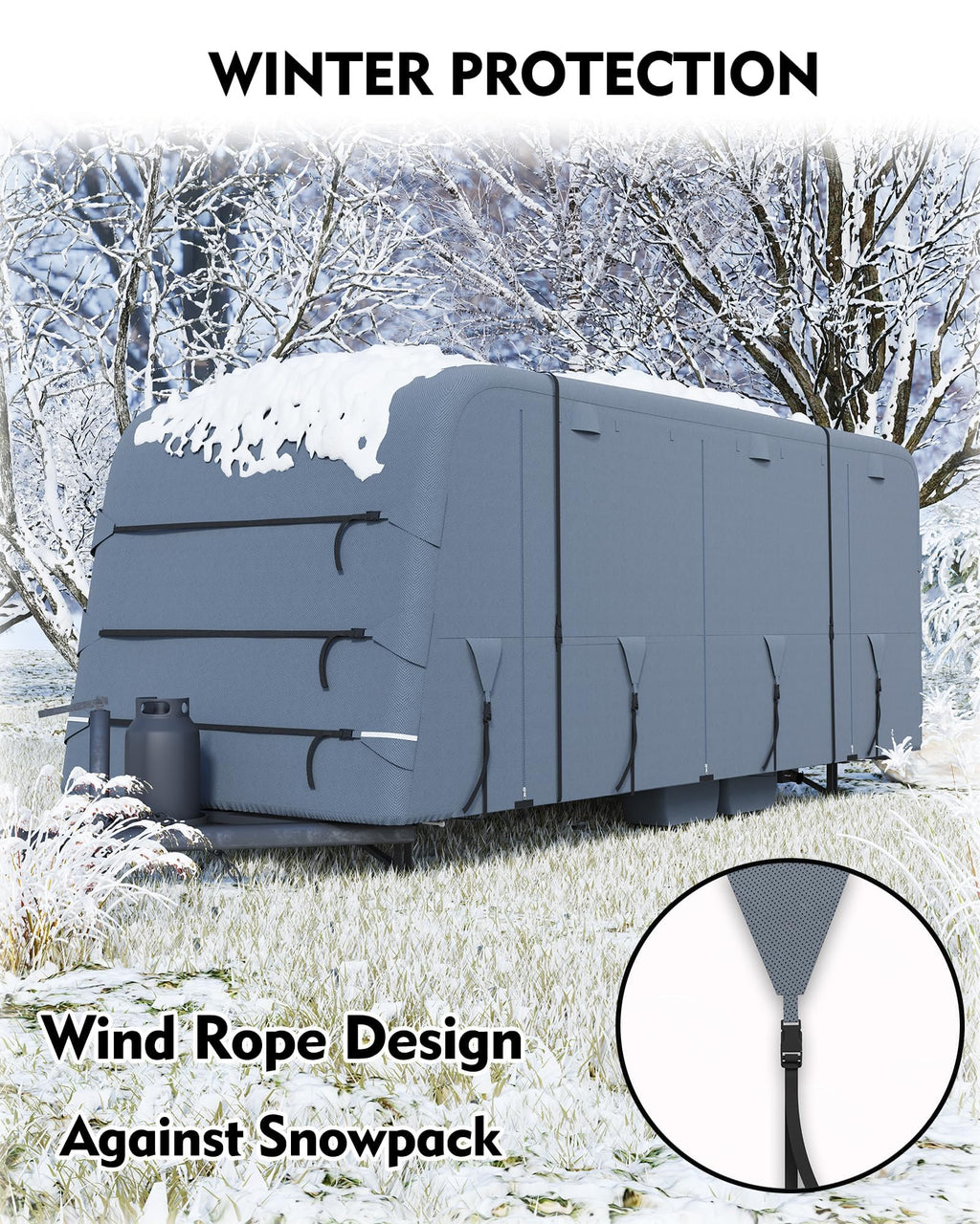 \Garvee 6-Layer Heavy-Duty RV Cover - Waterproof Windproof Travel Trailer Cover with Breathable Top, Tire Covers, and Accessories, Fits 21'-24' Motorhomes & Campers