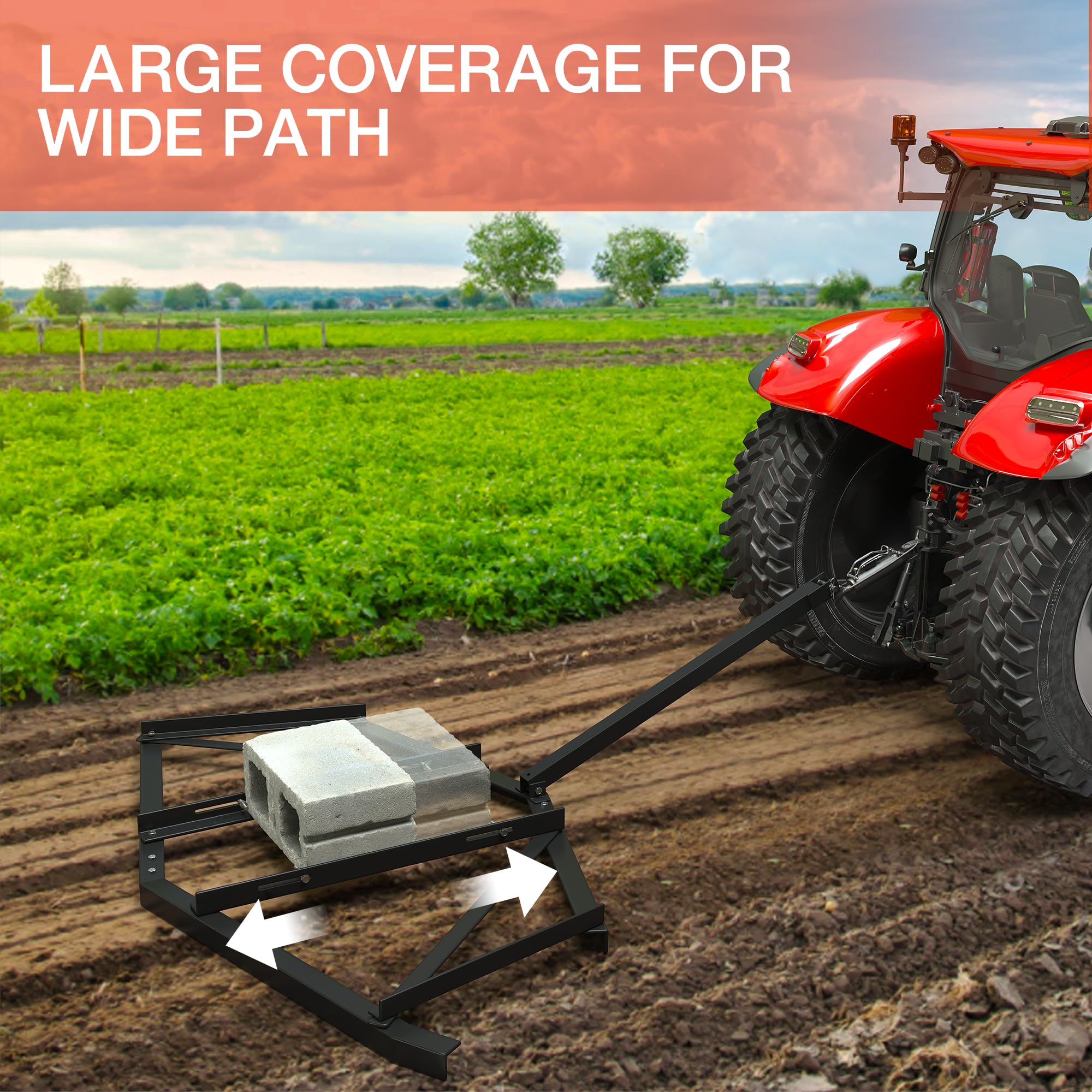 Garvee Driveway Drag: Heavy Duty Steel, Easy Assembly & Leveling, Adjustable Bolts, 100 lbs Load, Effortless Operation, Compatible with ATVs, UTVs