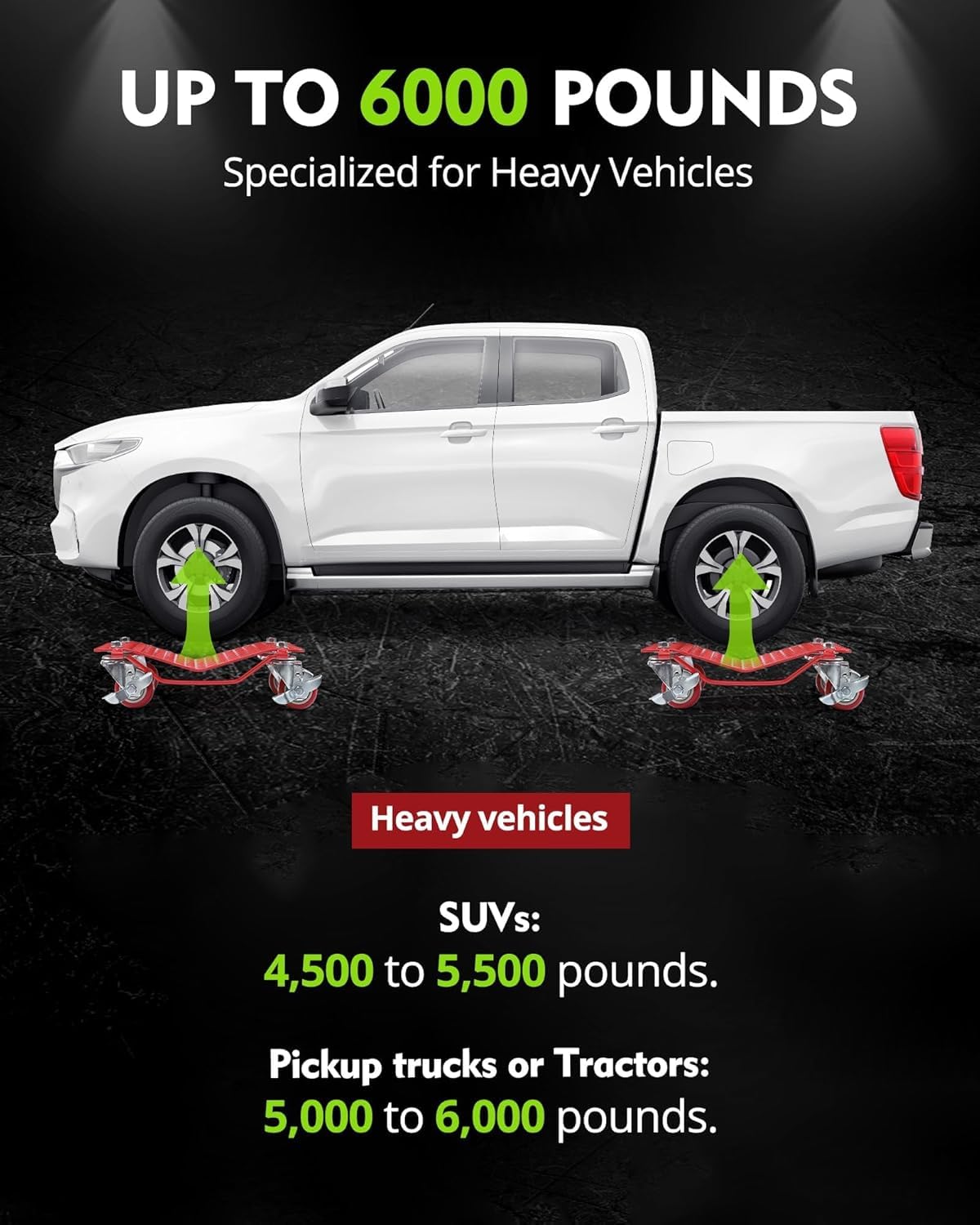 Garvee Heavy Duty 8000lbs Car Wheel Dolly Set of 4 - V-Shaped Anti-Skid Lockable Wheels - Global Vehicle Rollers for Cars, Trucks, SUVs, Trailers, Motorcycles, Boats, Tractors - Color: System Default