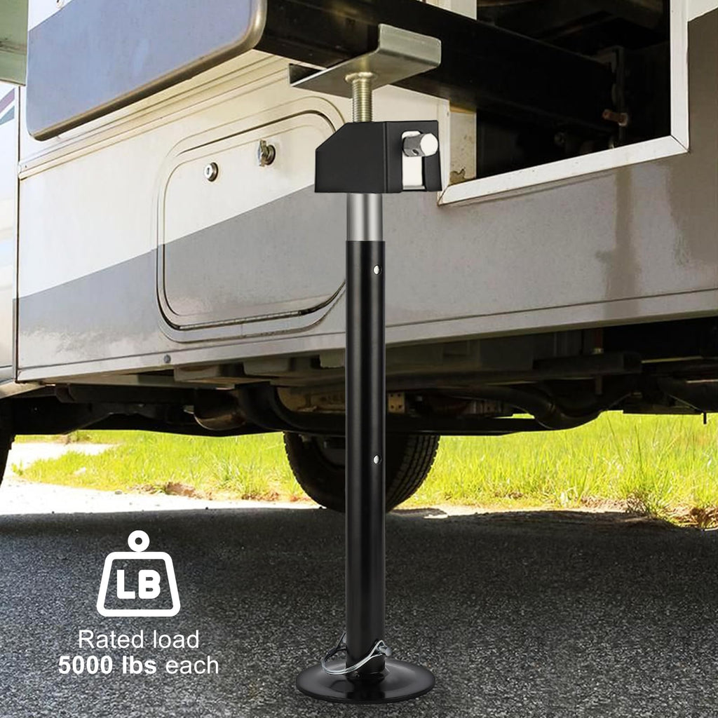 Garvee RV Stabilizer Jacks – Electric Trailer Jack Set (Supports 5000 lbs) with Flat Top Support Blocks, Adjustable 21.06"-49", Heavy-Duty Camper Stabilizer (Set of 4)