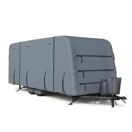 \Garvee 6-Layer Heavy-Duty RV Cover - Waterproof Windproof Travel Trailer Cover with Breathable Top, Tire Covers, and Accessories, Fits 21'-24' Motorhomes & Campers