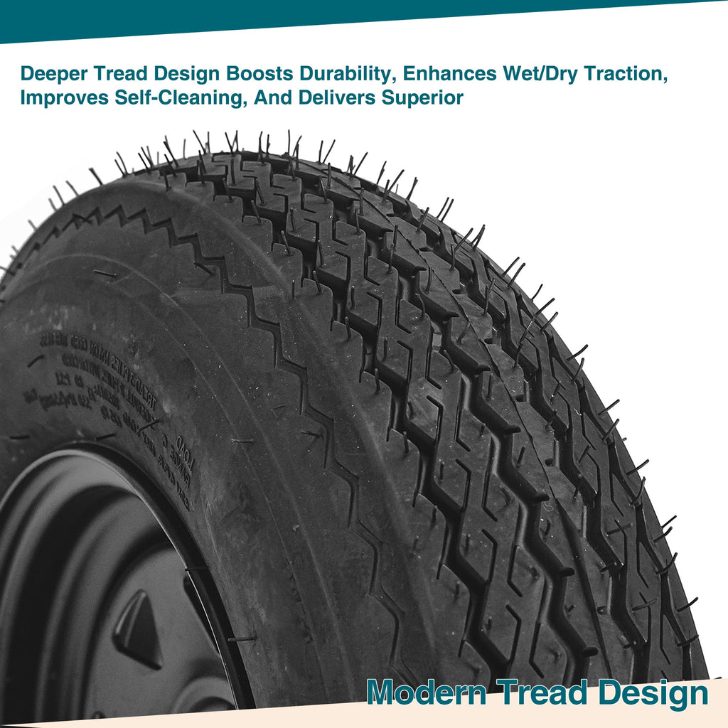 Garvee 2-Pack Trailer Tire On Rim 4.80-12 5 Lug Utility Trailer Tires 12In Black