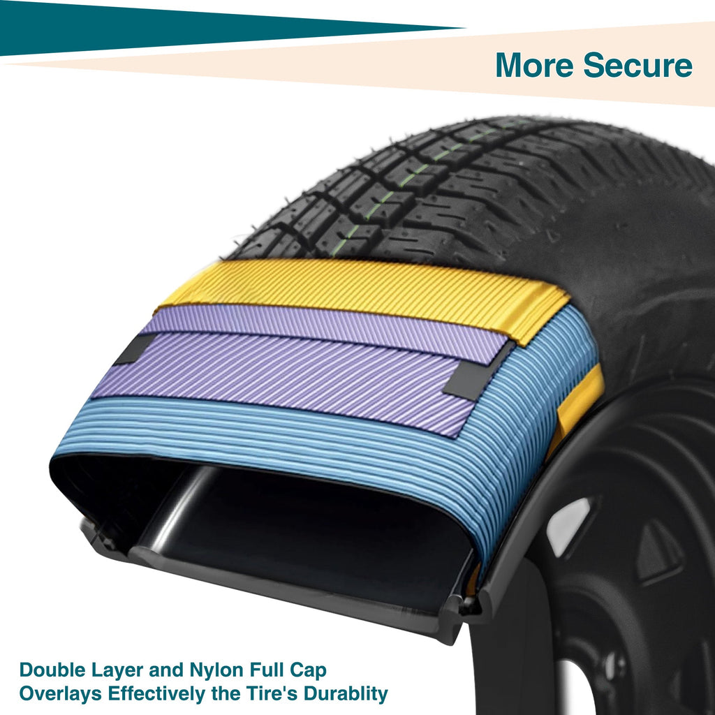 Garvee 2-Pack ST175/80D13 Trailer Tires on 13" Rims, 5 Lug 4.5" PCD, Load Range C 6PR, Black Trailer Wheels