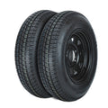 Garvee 2-Pack ST175/80D13 Trailer Tires on 13" Rims, 5 Lug 4.5" PCD, Load Range C 6PR, Black Trailer Wheels