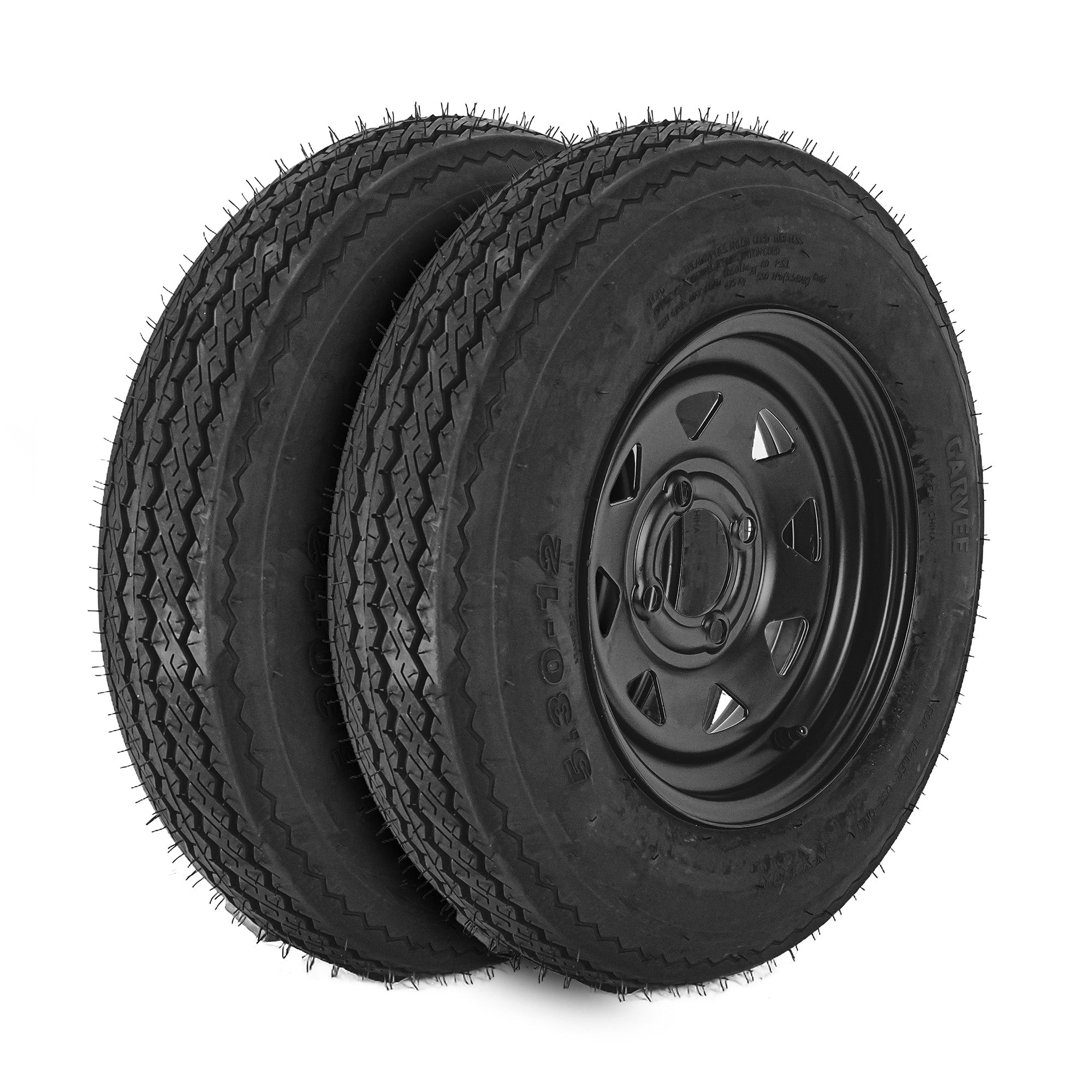 Garvee 2-Pack Trailer Tire On Rim 4.80-12 480-12 4.80x12 Trailer Tires 4 Lug 4" PCD 12In Wheels Black