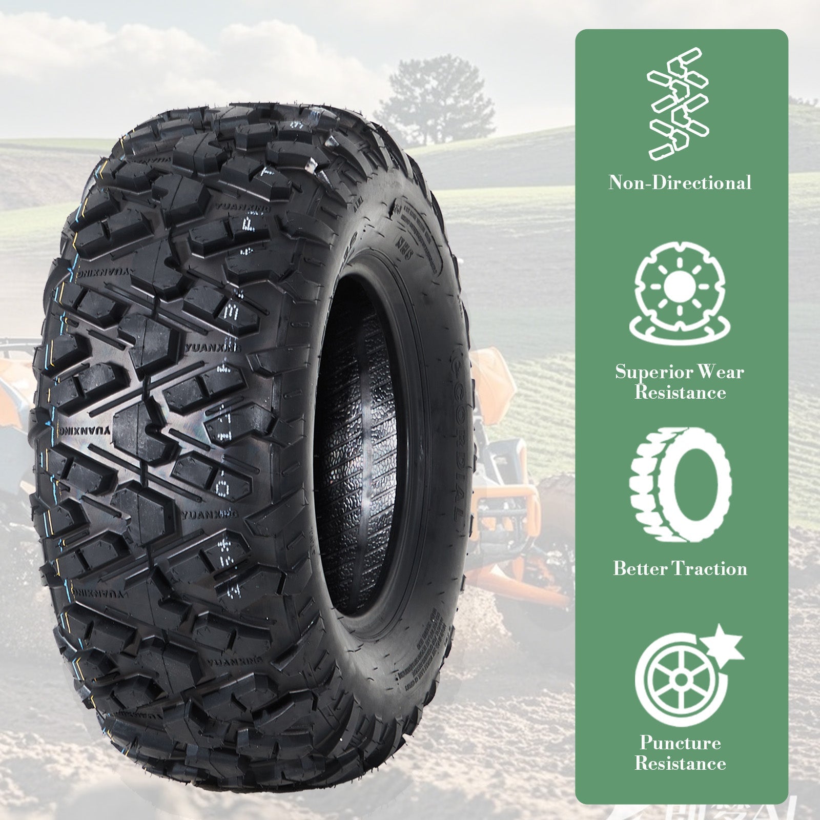 Garvee 26X9.00-12 ATV Tires 6PR Durable Rubber Off-Road Grip Reinforced Sidewalls All-Terrain Utility Vehicle